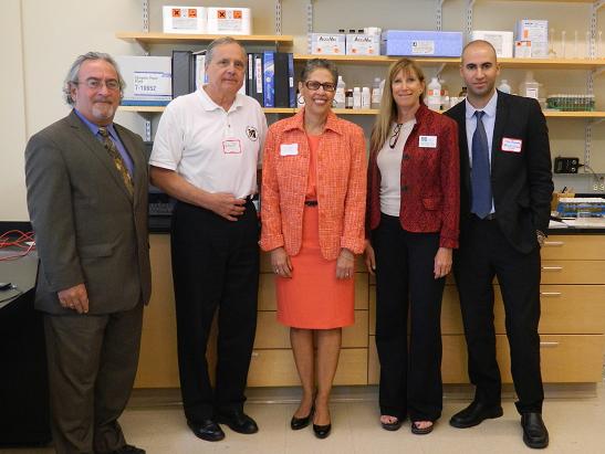 From left to right: Dr. Lou Petrovic, Director, ATMC; Paul Vigeant, Assistant Chancellor for Economic Development, UMass Dartmouth; Dr. Susan Windham-Bannister, President & CEO, MLSC; Jane N. Staples, Director, Cooperative Education & Internship Program, UMass Dartmouth; Ryan H. Mudawar, Senior Program Associate, MLSC.