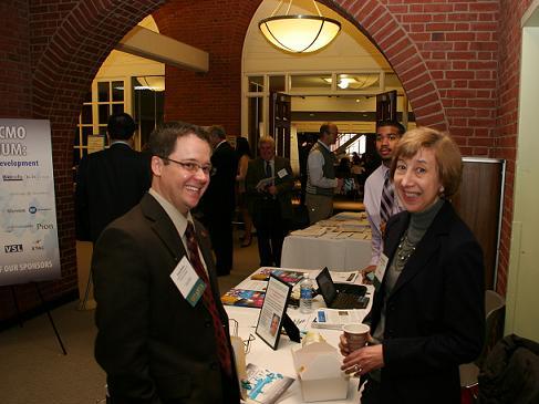From left to right: Douglas Banks, Associate Vice President for Economic Development, University of Massachusetts President's Office, and Pamela Norton, Vice President for Industry Relations and Programs, Massachusetts Life Sciences Center.