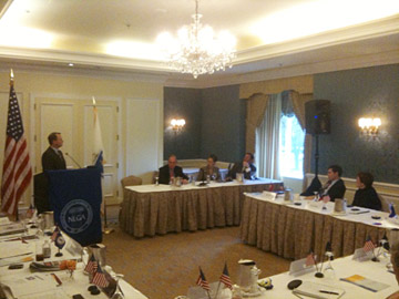 Dr. Susan Windham-Bannister participated recently in a panel discussion before the Executive Committee of the National Lieutenant Governor's Association. The panel, moderated by Lieutenant Governor Tim Murray, also included MassBio President & CEO Bob Coughlin, and UMass Medical School Chancellor Michael Collins. Pictured at right are Lieutenant Governor Bill Halter of Arkansas, and Lieutenant Governor Patty Judge of Iowa.