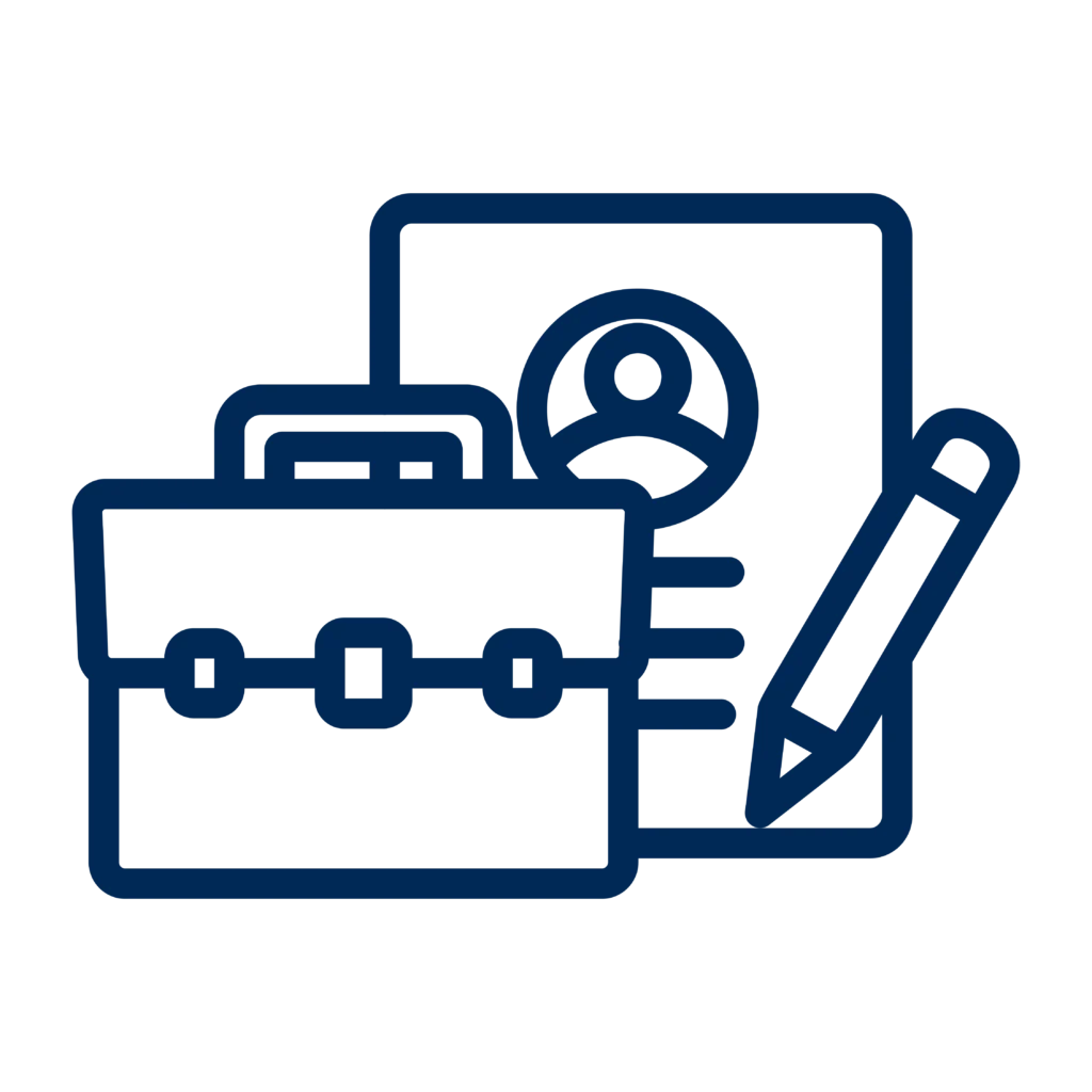Employment Icon - Briefcase with Paperwork and Pencil